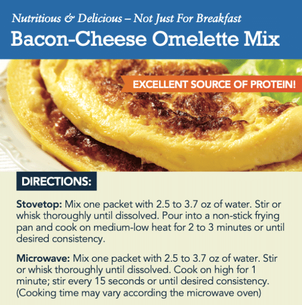 Bacon Cheese Omelette Mix - Instructions