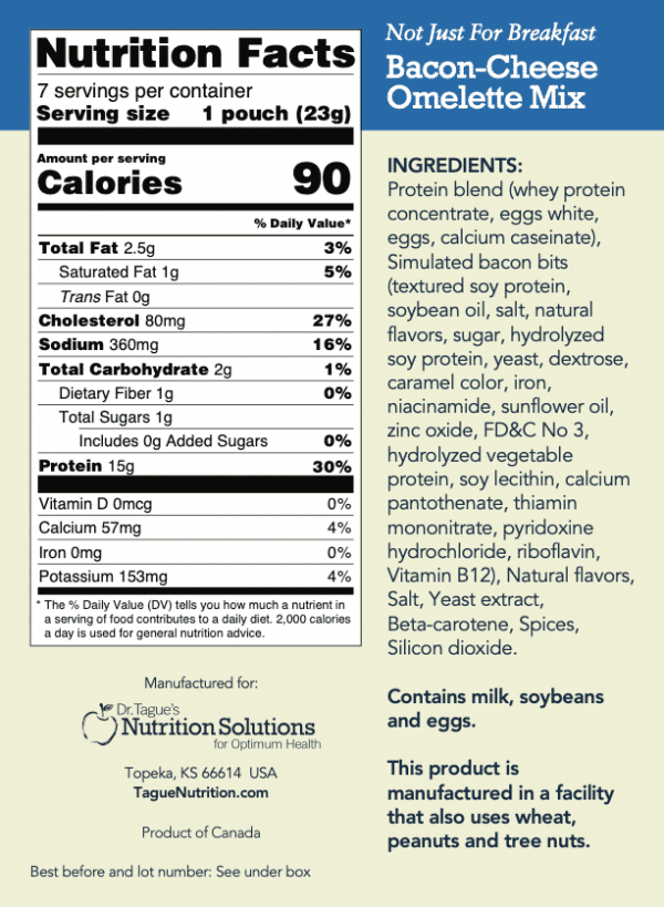 Bacon Cheese Omelette Mix - Nutrition Facts