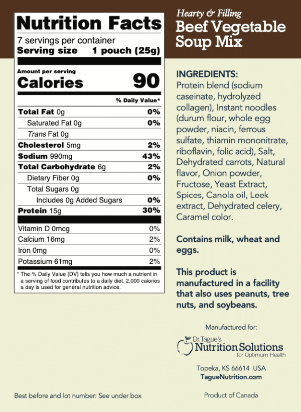 Beef Veg Soup - Nutrition Facts