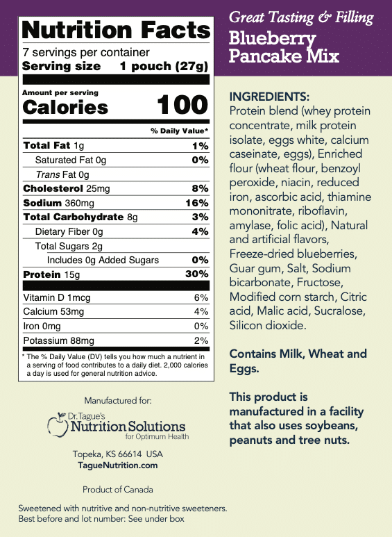 Blueberry Pancake - Nutrition Facts