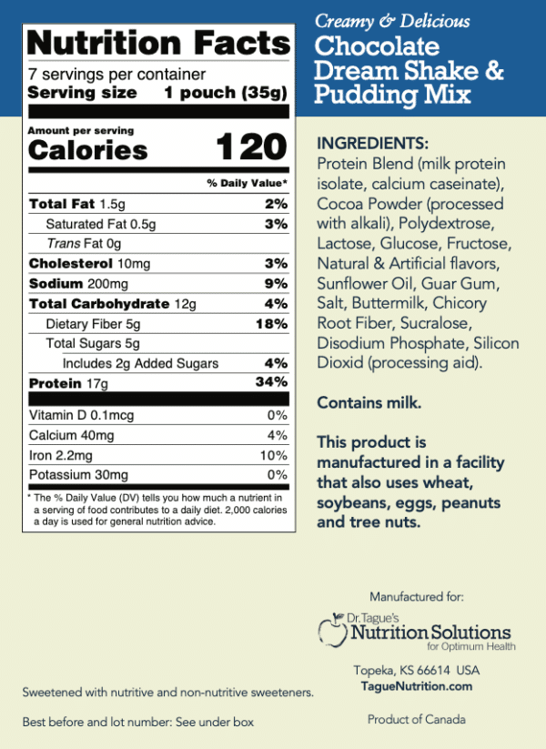 Chocolate Dream Shake - Nutrition Facts