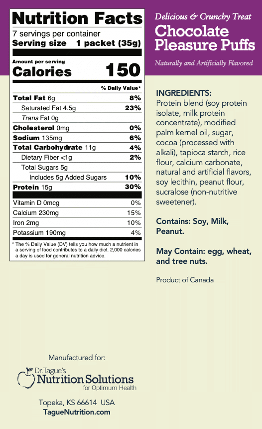 Chocolate Pleasure Puffs - Nutrition Facts