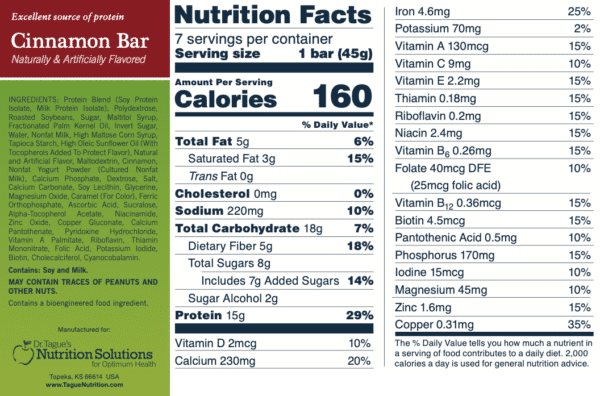Cinnamon bar - Nutrition Facts