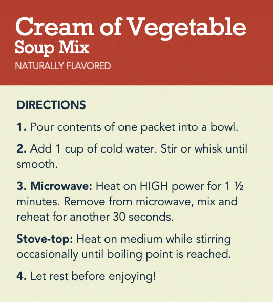 Cream of Vegetable - Instructions