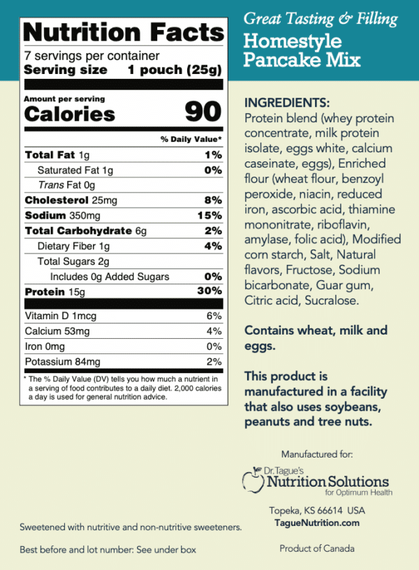 Homestyle Pancake - Nutrition Facts