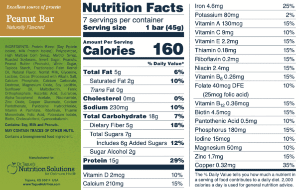 Peanut Bar - Nutrition Facts