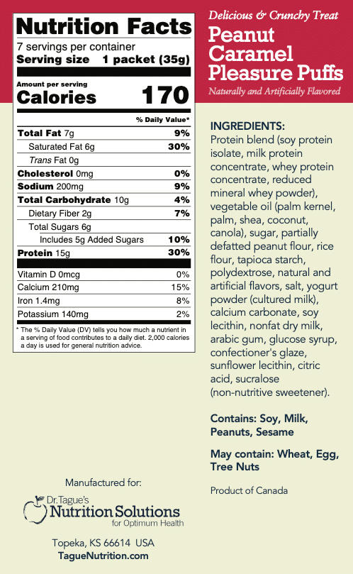 Peanut Caramel Pleasure Puffs - Nutrition Facts