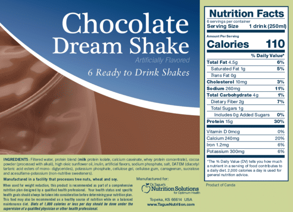 Ready to Drink Chocolate Shake - Nutrition Facts