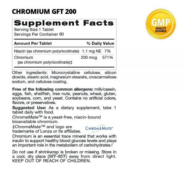 Chromium GTF 200 Supplement Facts