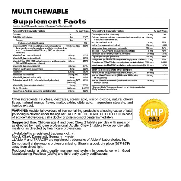 Multi Chewable Supplement Facts