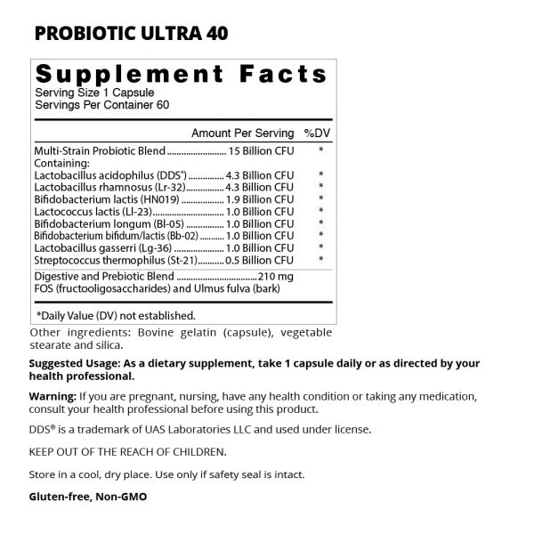 Probiotic Ultra 40 Supplement Facts