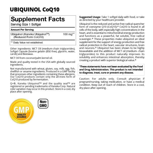 Ubiquinol CoQ10 Supplement Facts