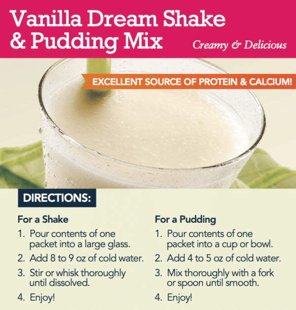 Vanilla Dream Shake & Pudding Mix - Instructions