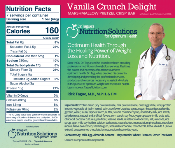 Vanilla Crunch Delight Bar Nutrition Facts