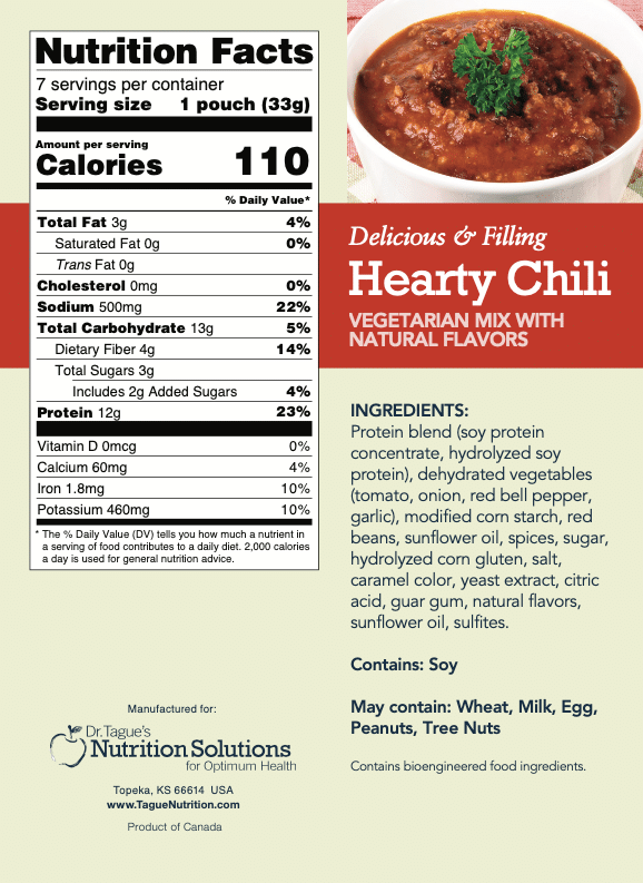 Hearty Chili - Nutrition Facts