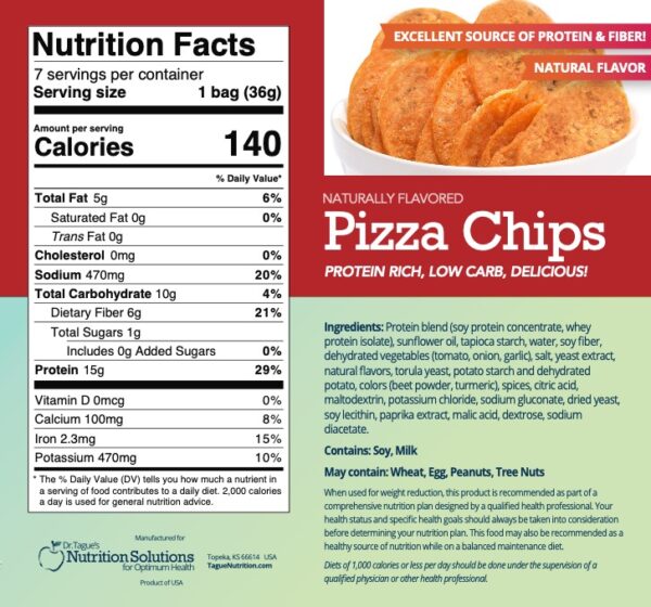 Dr. Tague's Pizza Chips - Nutrition Facts